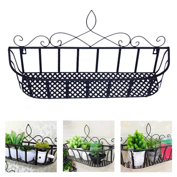 

Balcony Wall Mounted Pot Holder Rustproof Office Easy Install Home Decor Iron Art Indoor Outdoor Flower Basket Living Room