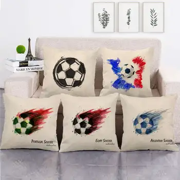 

Football Pattern Pillowcase Linen Sofa Cushion Cover Home Decoration Pillowcase Living Room Sofa Bedroom Bay Window Accessories