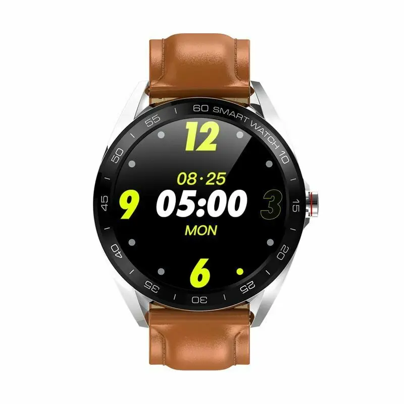 Brown Leather Смарт-часы IP68, водонепроницаемые, BT4.0, фитнес-таймер, шагомер, расстояние калорий, пульсометр, секундомер, часы с Bluetooth пультом дистанционного управления - Цвет: Brown Leather