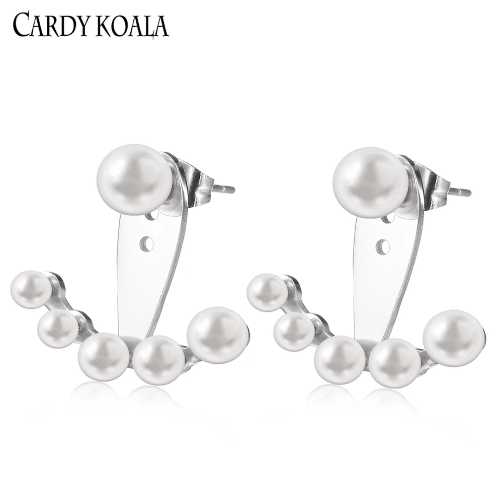 

Stainless steel fashion earrings 2020 new pearl wild temperament net red earrings