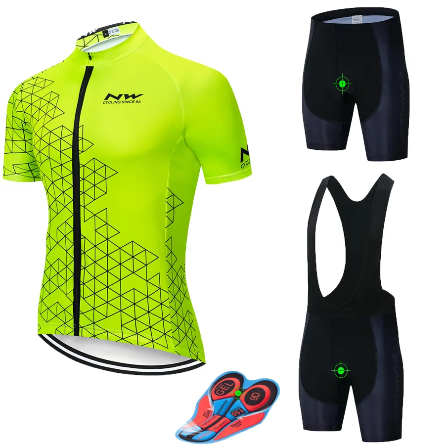 

Fluorescentyellow NW Pro Cycling Jersey Set Maillot Ropa Ciclismo Racing Bicycle Clothing Mans Mountain Bike Clothes Cycling Set