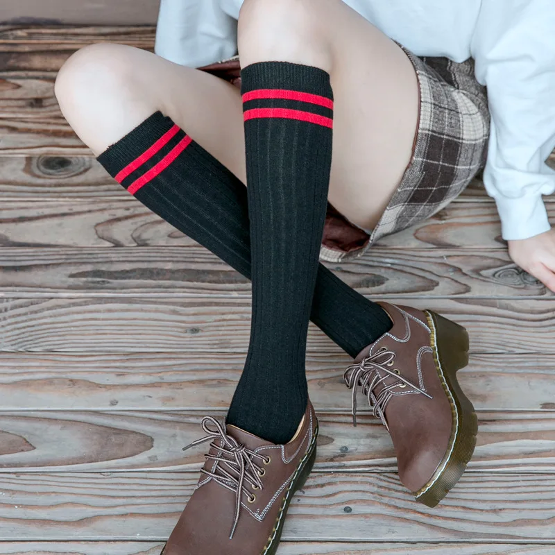 Dreamlikelin/Харадзюку; Осенняя уличная одежда; женские носки для студентов; повседневные полосатые хлопковые носки