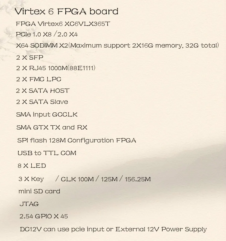 XC6VLX365T ml605 xilinx fpga плата Virtex 6 fpga плата pcie+ 2 X SODIMM DDR3+ 2 X SFP+ 2 X RJ45+ 2 X FMC LPC+ PCIeX8