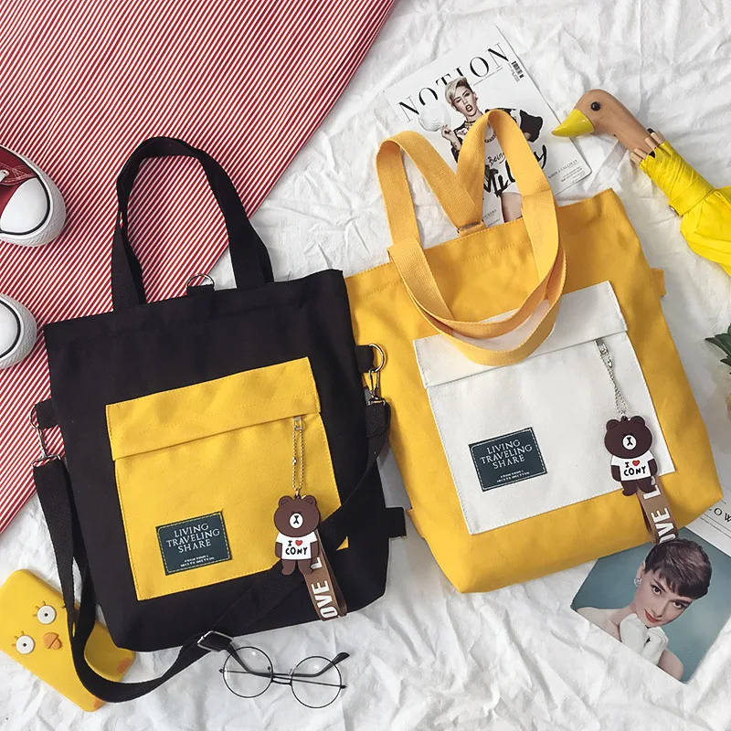 Декор Женская сумка для покупок корейский стиль через плечо холщовые сумки многофункциональная сумка для книг для девочек рюкзак