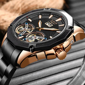

LIGE 2020 New Military Mens Watches Top Brand Luxury Automatic Mechanical Clocks Sport Watch For Man Tourbillon Wrist Watch Army