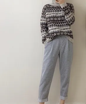 

Women Sweater Alpaca Pattern Turtleneck Sweater