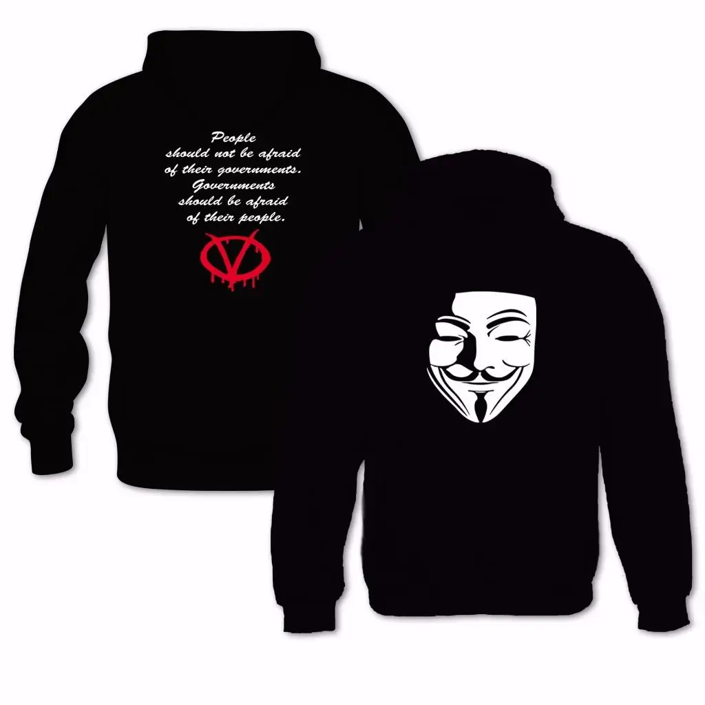 

V For Vendetta Anonymous Mask Guy Fawkes Inspired Mask Revolution Mens Hoodie