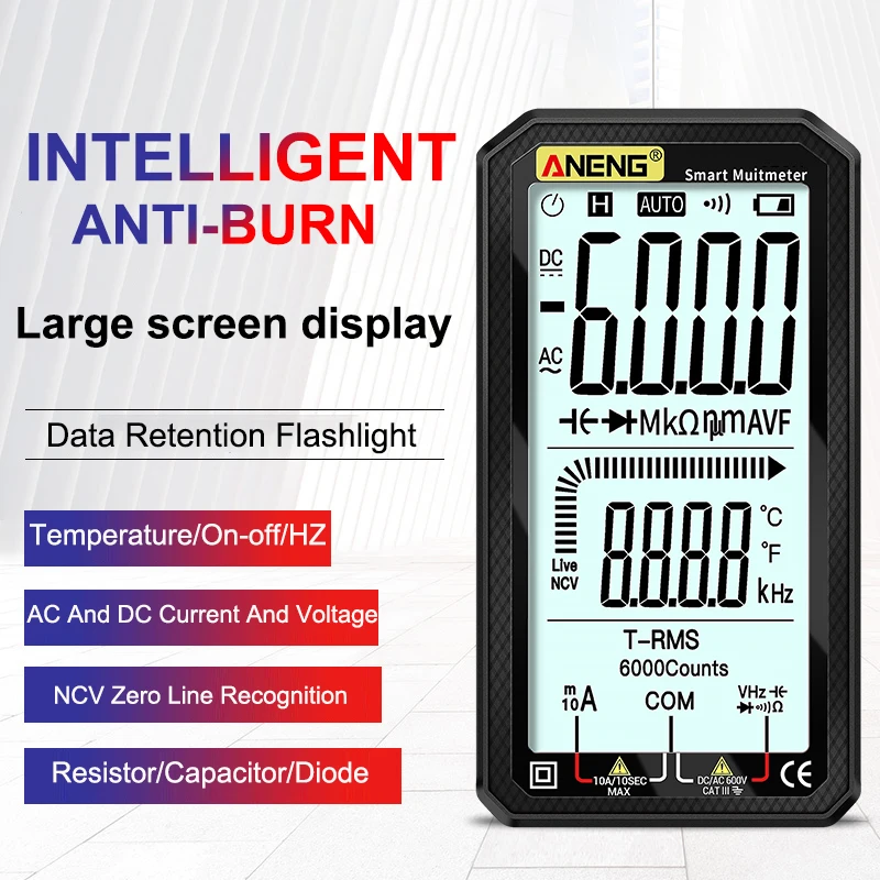Professional Digital Multimeter Capacitance AC DC Voltmeter Ammeter Temp Transistor Tester True RMS Autorange Multimetro | Инструменты