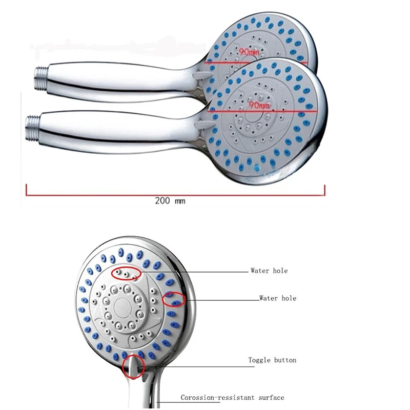 Description Picture 2 of item1pc Bath Shower Adjustable Jetting Shower Head Water Saving Handheld Watersaving Shower Bathroom Accessories