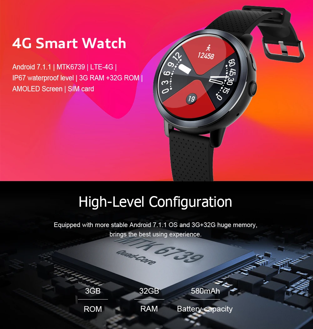696 Z29 LTE-4G сетевые Смарт-часы AMOLED 2 Гб 16 Гб MT6737 android 7,1 gps Смарт-часы SIM карта AMOLED круговой экран