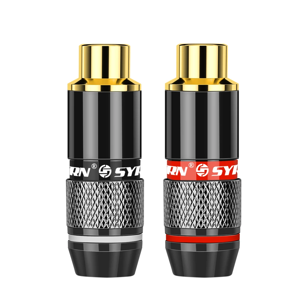 High Quality 24K Gold RCA Jack Audio Video Connector Adapter For HIFI Audio DIY Cable black&red 1/pair speaker plug RCA Plug