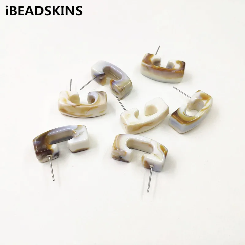 

New arrival! 25x9mm Light brown 100pcs Acrylic C-shape Stud earring for earrings accessories,parts,hand Made Jewelry Earring DIY