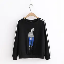 Базовая рубашка в японском стиле в стиле Mori Girl с рисунком из мультфильма для маленьких девочек пуловер с вырезом лодочкой модная Толстовка