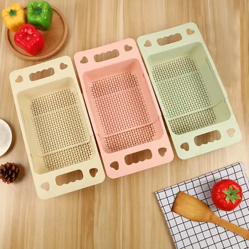 

Plastic Retractable Vegetable Fruit Washing Drain Basket Over Sink Drain Rack Colanders Strainer Drying Rack Kitchen Storage