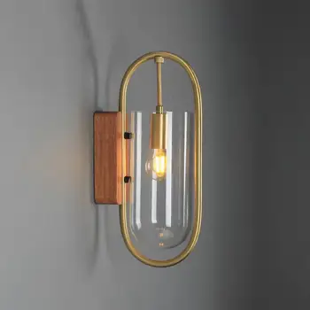 

Nordic Copper LED Wall Lamps Glass Sconces Bathroom Mirror Light Fixture Bedroom Bedside Corridor Aisle Studyroom Wall Light E27