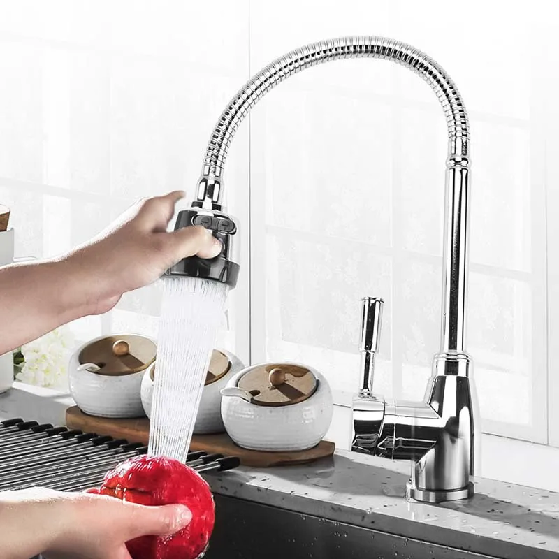 Billig Küche 360 Grad Drehbare Auslauf Einzigen Handgriff Waschbecken Becken Wasserhahn Einstellbar Solide Messing Pull Down Spray Mischbatterie Deck Montiert