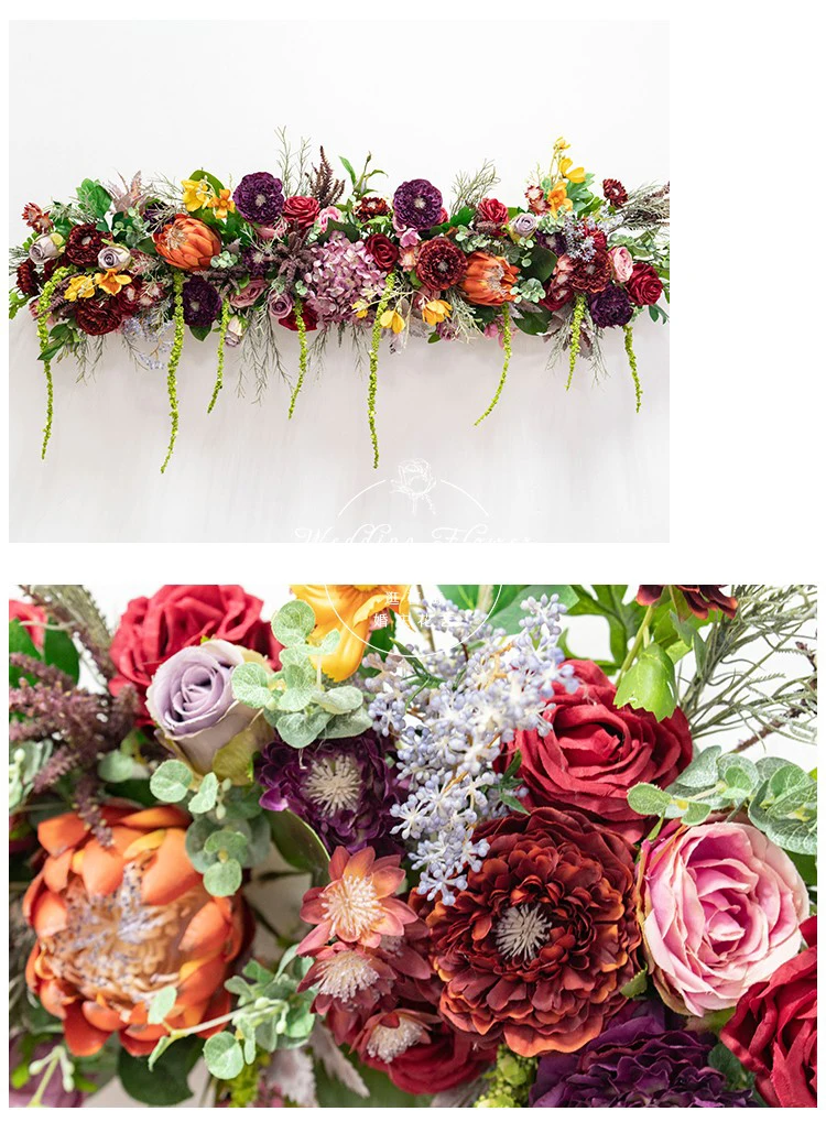 JAROWN Wedding Floral Wedding Arch Arrangement Artificial Flower Row Small Corner Flower Stage Background Home Party Welcome Area Decor (11)