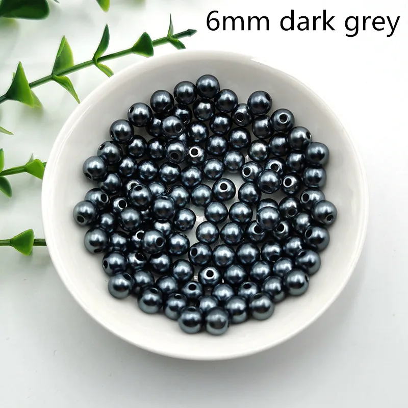 dark grey 200 шт/партия с отверстием ABS имитация жемчуга бусины 6 мм круглые акриловые бусины для шитья ручной работы DIY ожерелье браслет ювелирных изделий - Цвет: dark grey