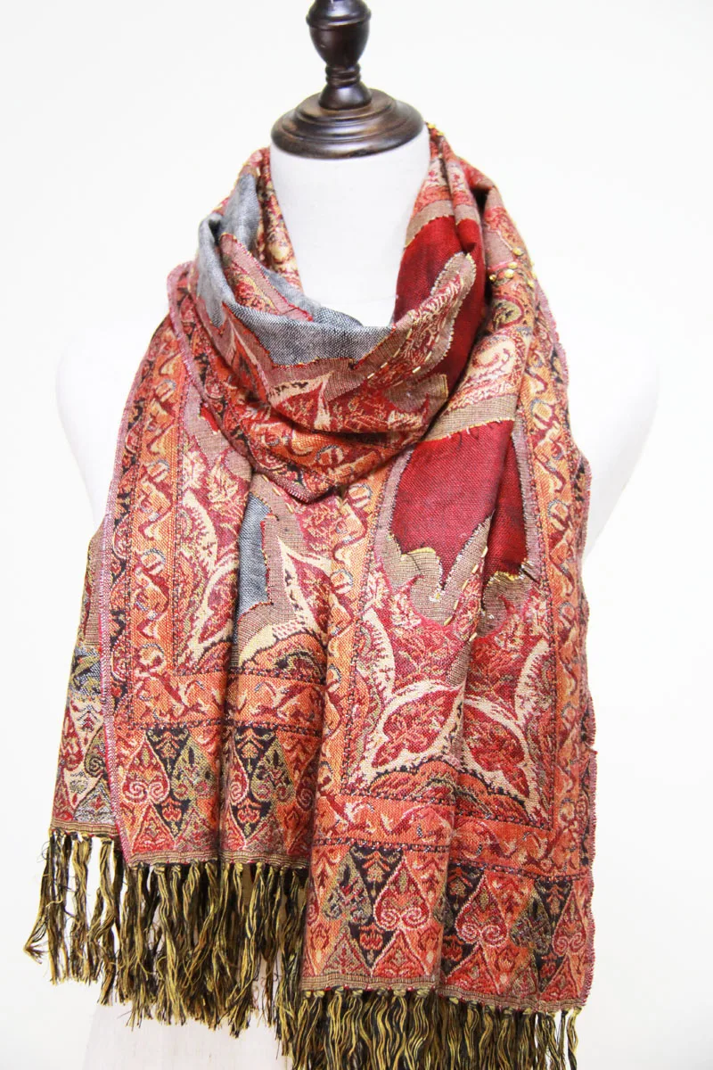 Роскошное пончо шарф Женская Цветочная накидка покрывало зимняя Пашмина эшарп