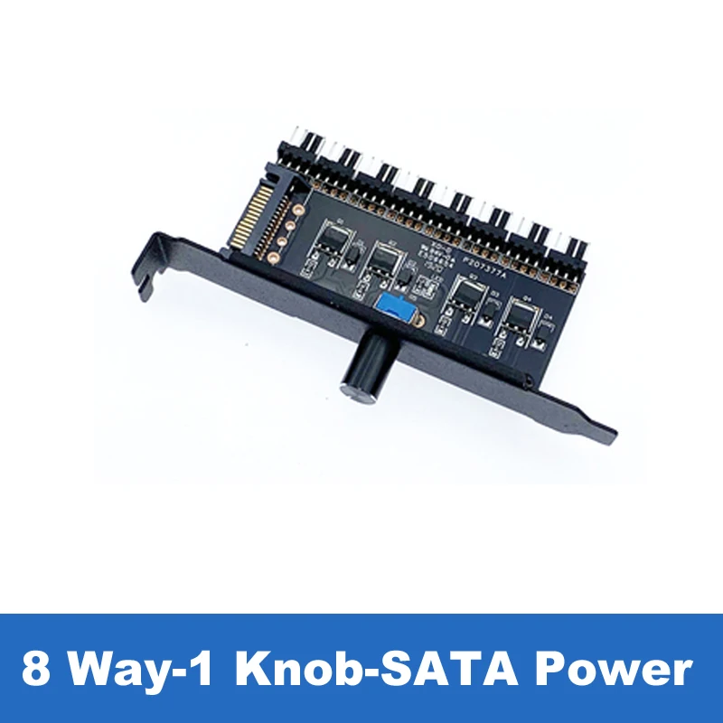 Контроллер скорости вентилятора PCI, 12V Molex 4pin или SATA Powered 6 8 fan Hub, PWM 4 pin cpu Радиатор 3pin чехол кулер контроль температуры - Цвет: 8CH 1 Control-SATA