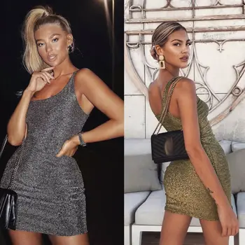 

Sexy Solid Color Womens Sleeveless Dresses Bodycon Clubwear Party Evening Slim Mini Dress