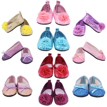 Chaussures de poupée en toile de 7cm pour bébé, bottes américaines de 18 pouces et 43cm pour nouveau né, jouet de fille Og 1/3 BJD à paillettes, notre génération