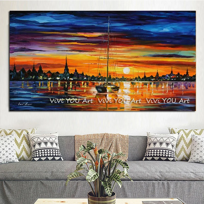 Canvas-Painting-Modern-Palette-Knife-Sea-view-sailboat-Oil-Painting-Wall-Pictures-for-Living-Room-Cuadros (2)