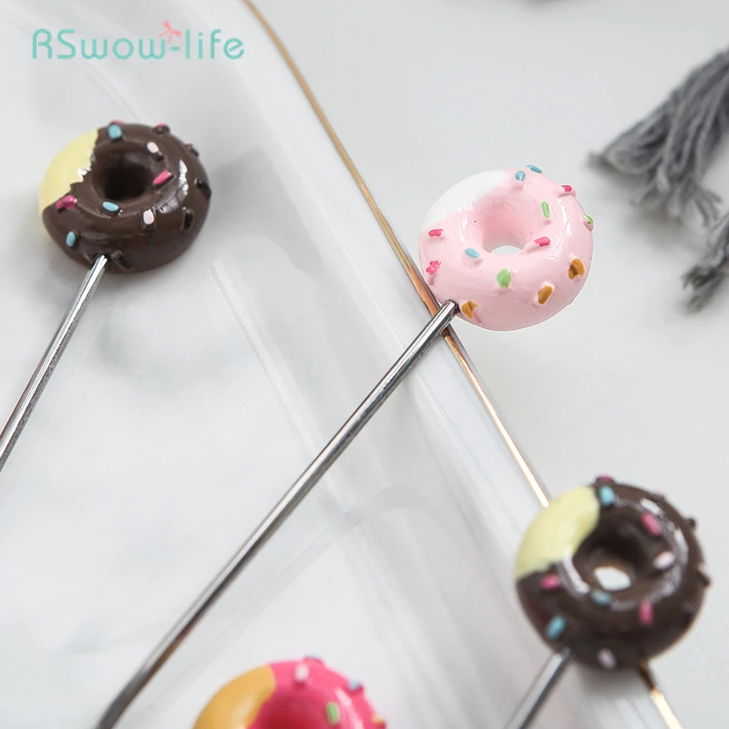 2PCS Japanese Cartoon Stirring Doughnut Stainless Steel Spoon Creative Fruit Fork Dessert Coffee Ice Cream Tableware Supplies