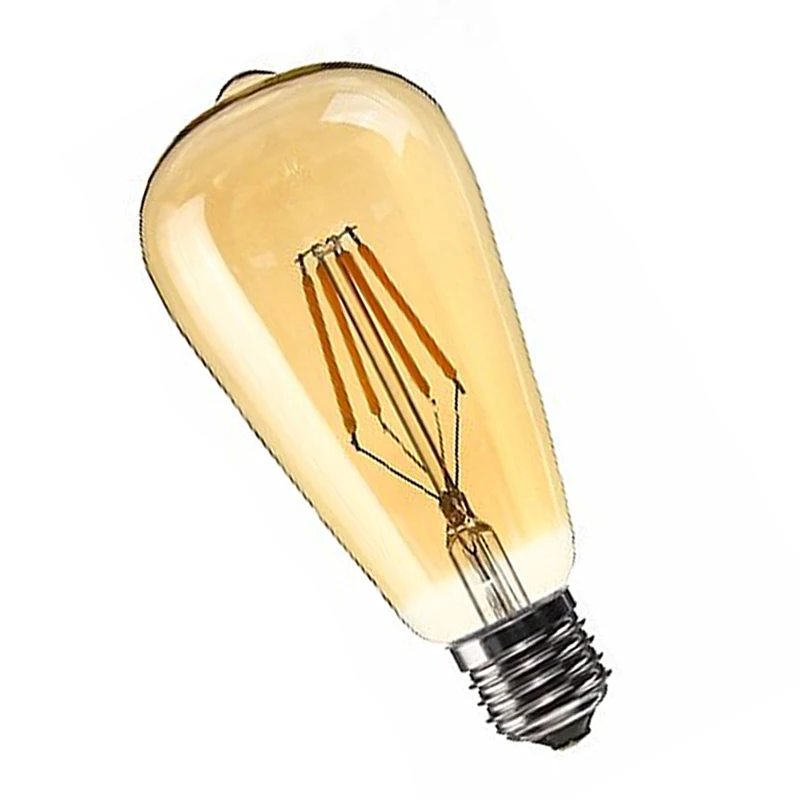 Затемняемый E27 4 Вт Edison Ретро винтажная нить ST64 COB светодиодный светильник лампа Цвет корпуса: Золотой корпус Светильник Цвет: Золотой желтый(2200