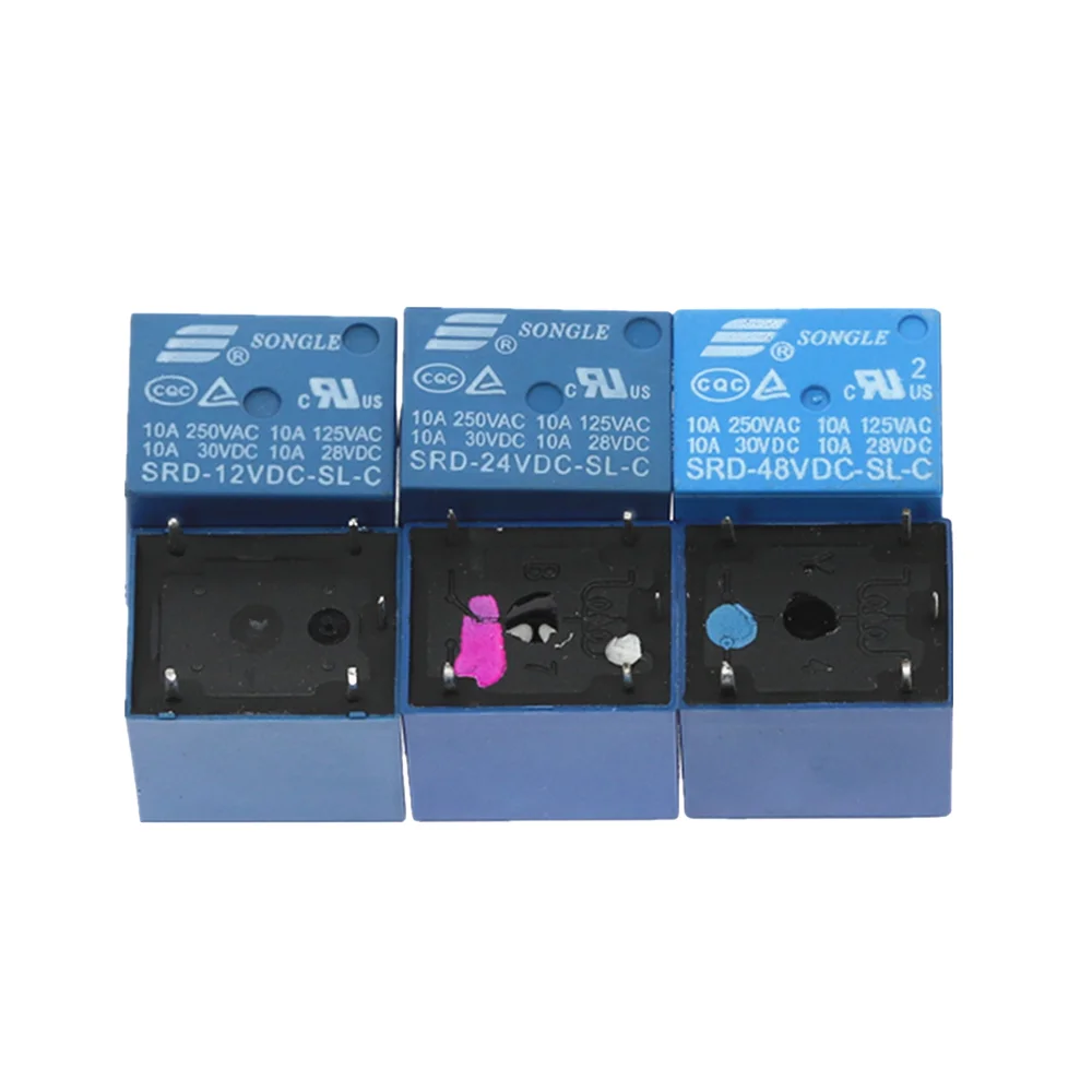 

10pcs Relays SRD-12VDC-SL-C SRD-24VDC-SL-C SRD-48VDC-SL-C 12V 24V 48V 10A 250VAC 5PIN T73