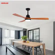 HOOLILO современный потолочный вентилятор из черного дерева с дистанционным управлением светодиодный потолочный вентилятор с светильник 110 В 220 В 52 дюйма Классический