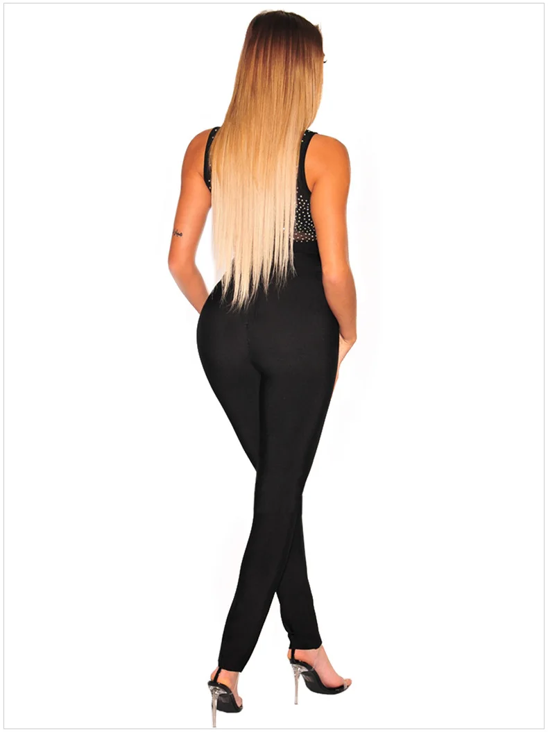 Shi ying Sequin Tight Base Onesie стиль Высокий воротник без рукавов сексуальные женские боди 32371