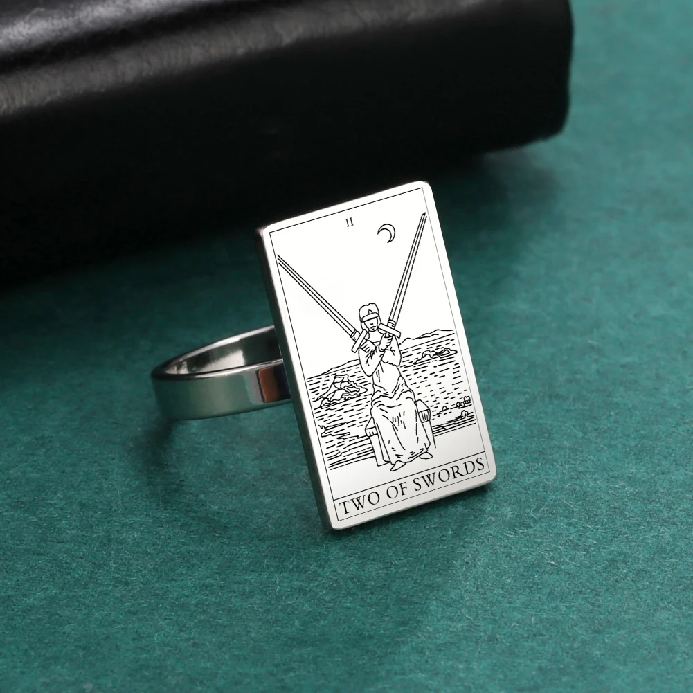 Tarot-Inspired Gold Stainless Steel Esoteric Amulet Ring