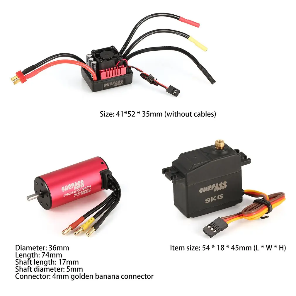SURPASSHOBBY S3674 2250KV бесщеточный двигатель S-80A ESC с 9,0 кг HV сервопривод обновления бесщеточный комбо набор для 1/8 RC автомобиль грузовик