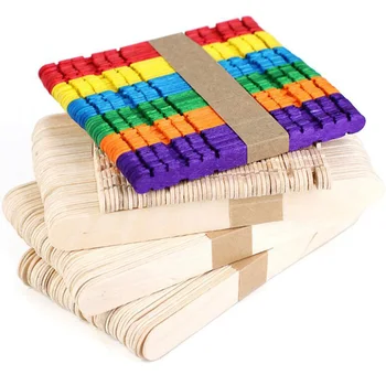 

50Pcs/Lot DIY kids Handwork Art Crafts Toys Wooden Craft Ice Cream Sticks Pop Popsicle Sticks Natural Wood Cake Tools