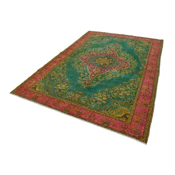 

210x304 Cm Green Handmade Over Dyed Rug-7x10 Ft