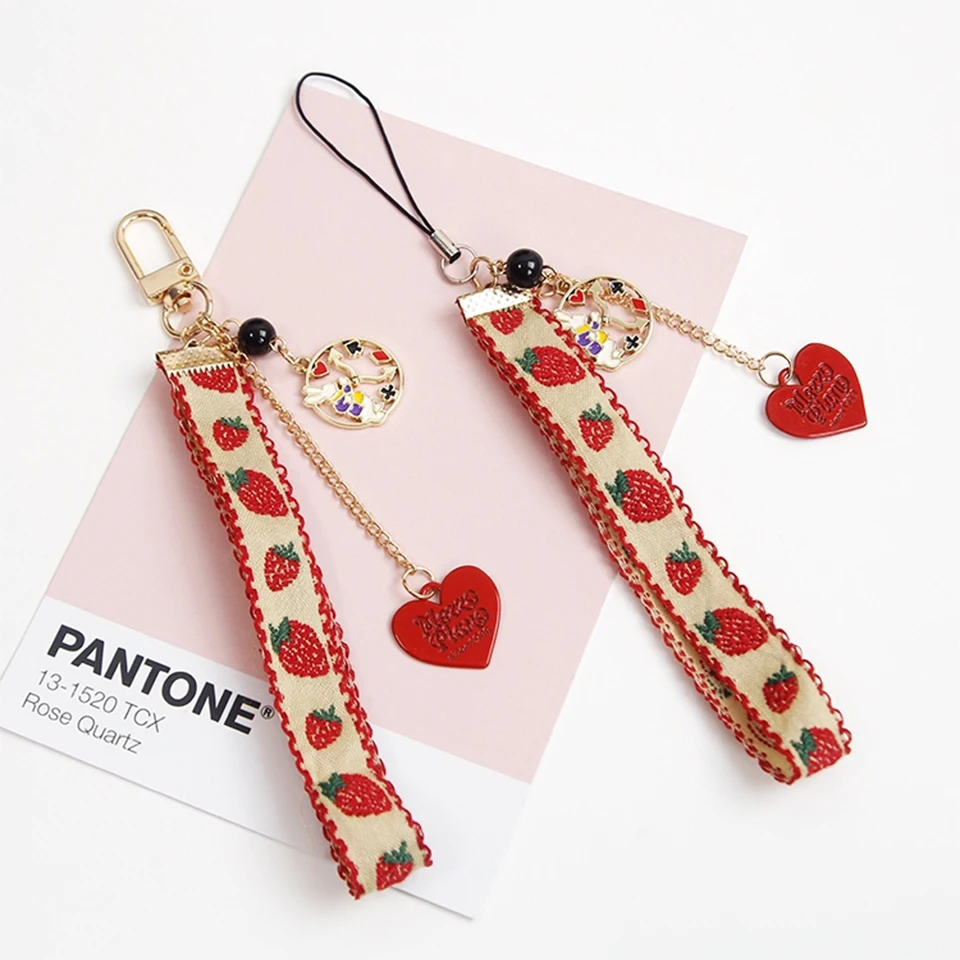 

Beautiful Smart phone Strap Lanyards for iPhone Samsung Keys Decor Cute Girl Heart pandant Mobile Phone Strap Rope Phone Charm