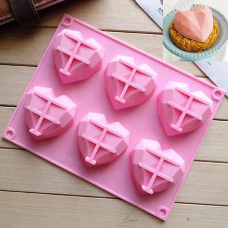 Силиконовая форма для помадки сердце алмаз торт кекс конфеты шоколадная