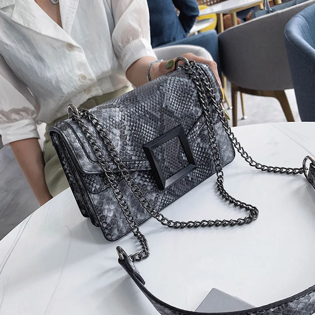 Женская сумка со змеиным принтом, сумка на плечо, винтажная сумка через плечо, сумка на цепочке, дизайнерская версия, роскошная сумка bolsa feminina