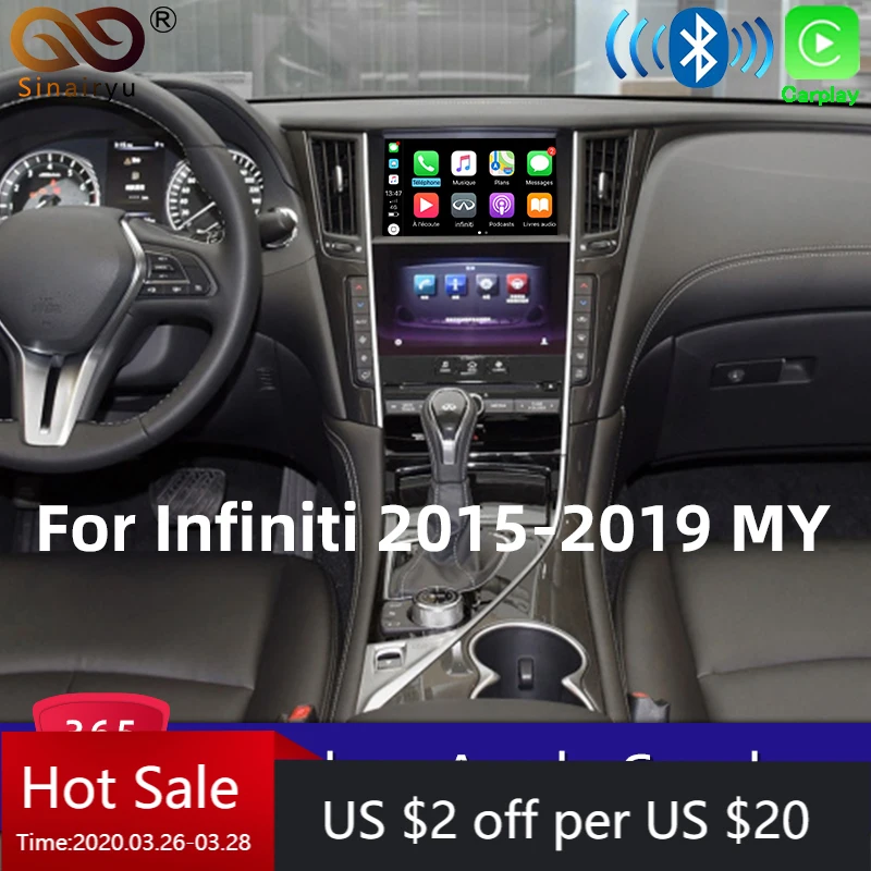 Новый Беспроводной Apple Carplay для infiniti 8 дюймов Экран 2015 2019 Q50 Q60 QX50 Android авто зеркало Wi