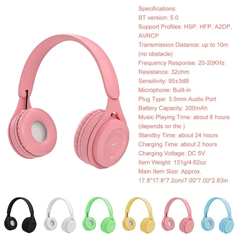 Bluetooth 5 0 Wireless Headphone AUX IN 3 5mm Headset Support Tf Card Earphone Adjustable Foldable Headphone For Phone Call