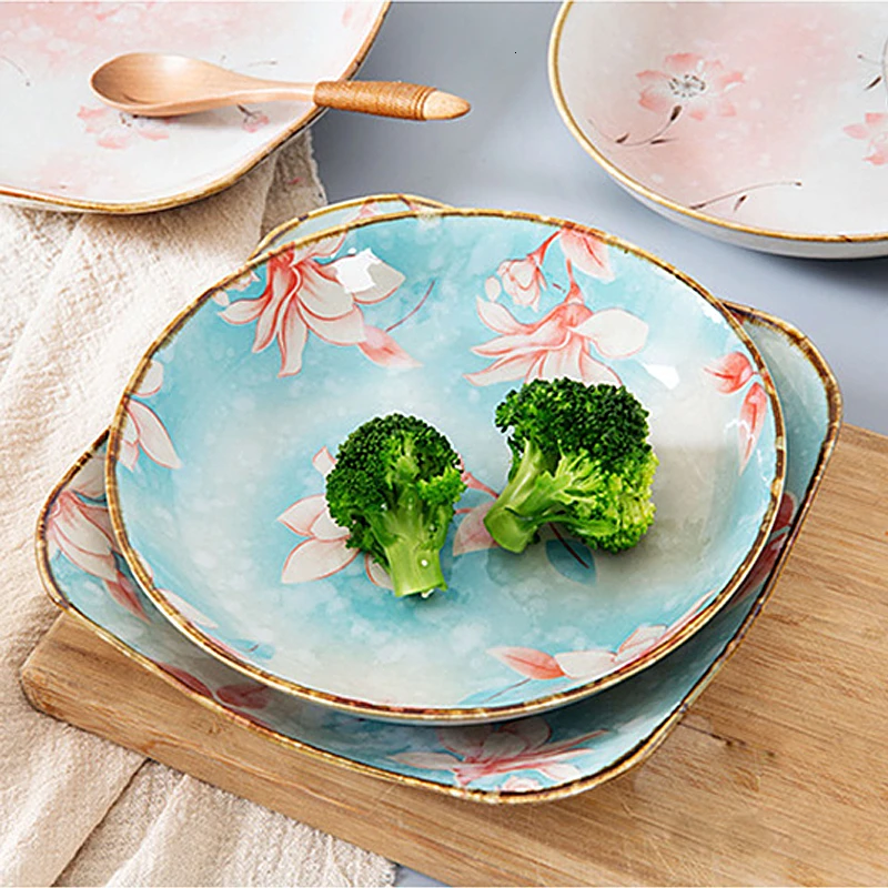 Flora Ceramica тарелка для завтрака диск оригинальность сливы узор посуда Квадратная тарелка глубокие блюда и блюда обеденные тарелки