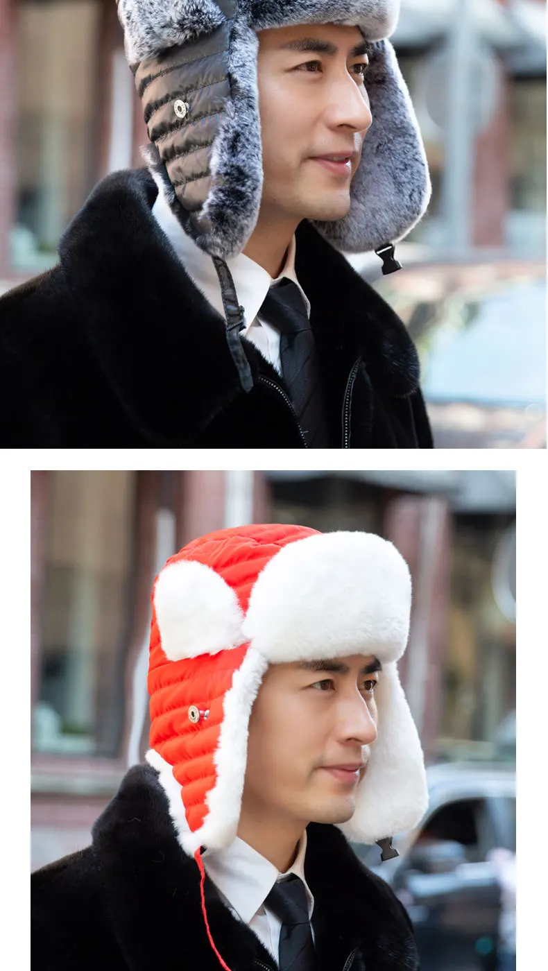 Lantafe зимняя шапка мужские шапки Lei Feng шапка Русская Шапка-бомбер с кроличьим мехом Наушники для верховой езды сохраняющие тепло натуральный мех стиль унисекс