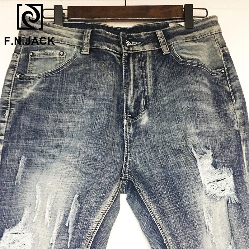 F.N.JACK, мужские джинсы, слегка тянущиеся джинсы, тонкие прямые джинсы, мужские длинные штаны на молнии