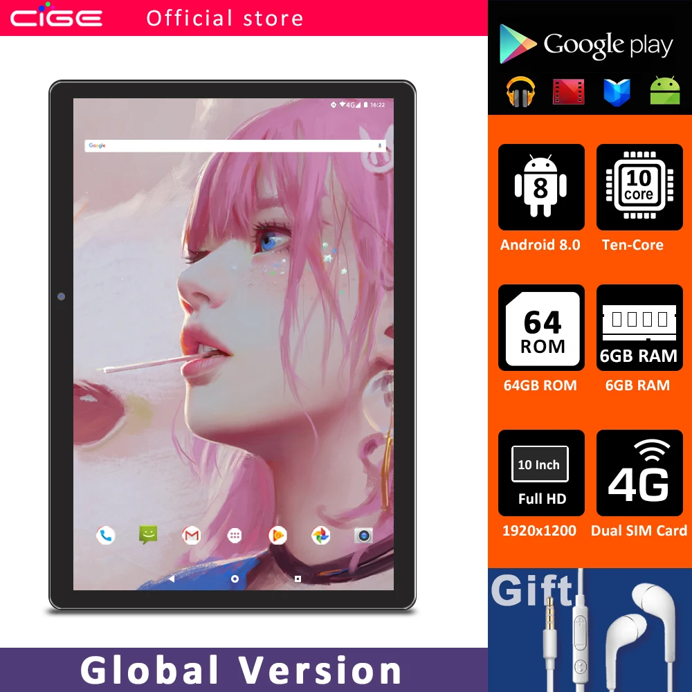 Tanie CIGE TAB Tablet z androidem 10 Cal MTK6797 dziesięć rdzeń 1920x1200 6GB sklep