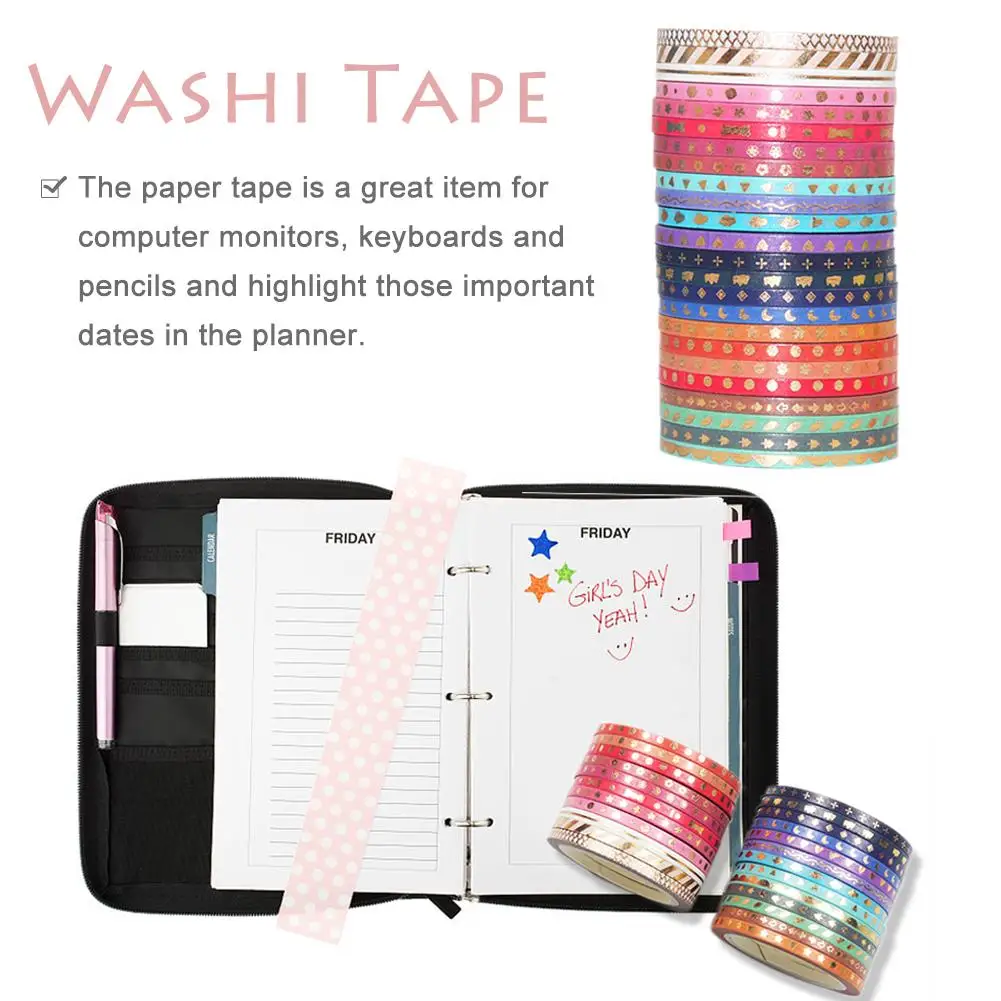 24 шт./кор. мульти-Цвет лента Washi декоративный Скотч для монтажа светодиодных лампочек Бумага 24 Цвета записки лента для художественного оформления ногтей, ручная работа стикер для канцелярских товаров