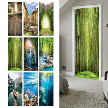 

2Pcs/Set 200* 41.5cm Self Adhesive Stickers 3D Landscape Pattern Waterproof Wall Stickers DIY Fridge Door Wall Decor Stickers