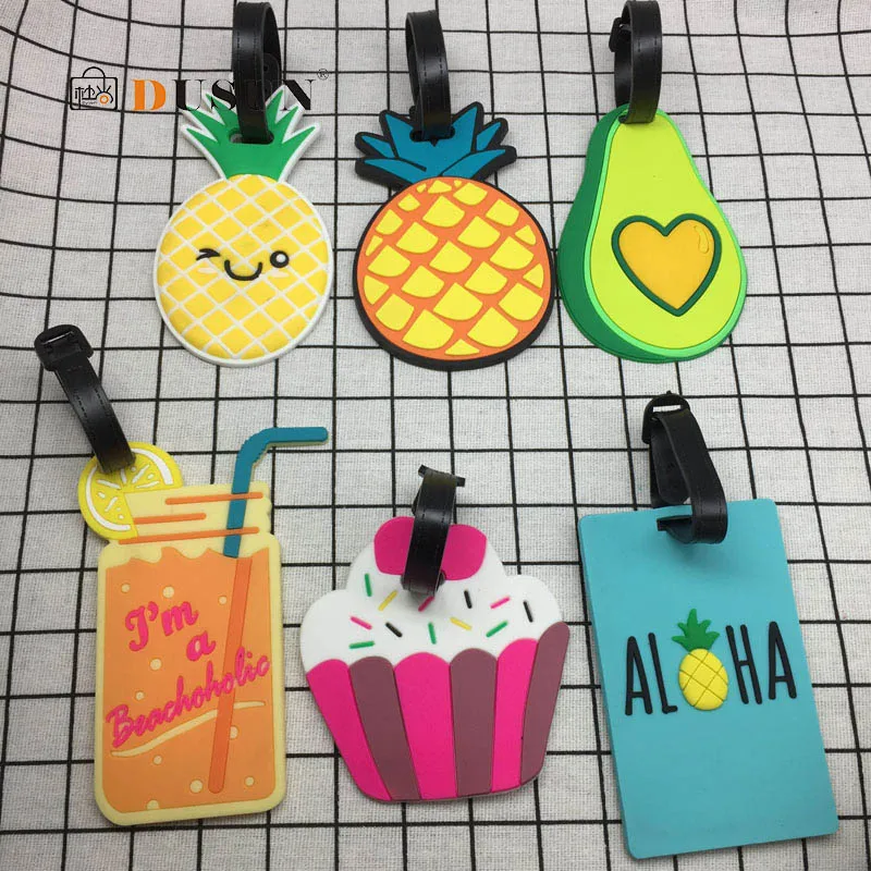 

Fruits Travel Accessories Luggage Tags Cartoon Avocado Silica Gel Suitcase ID Addres Holder Baggage Boarding Portable Label 2019