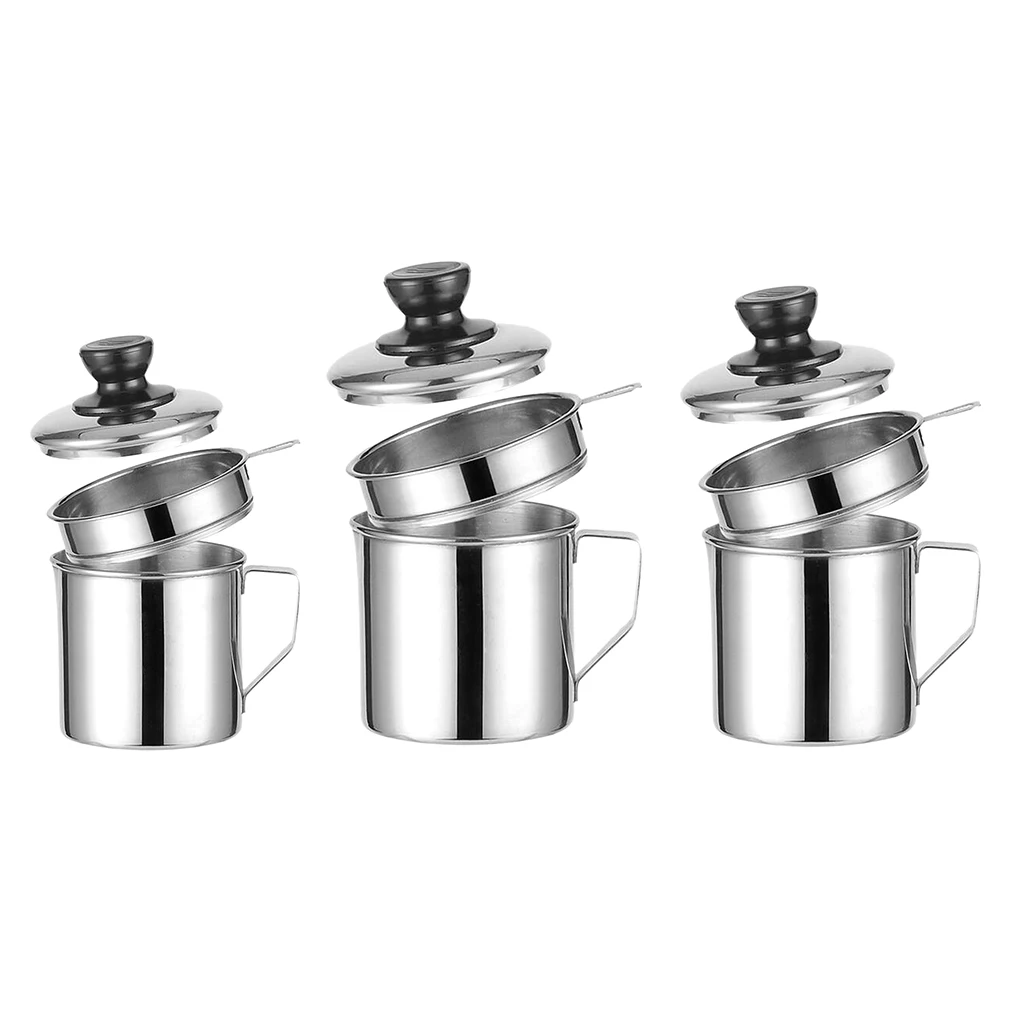 Bacon Grease Keeper Container with Strainer, Stainless Steel Oil Storage Catcher