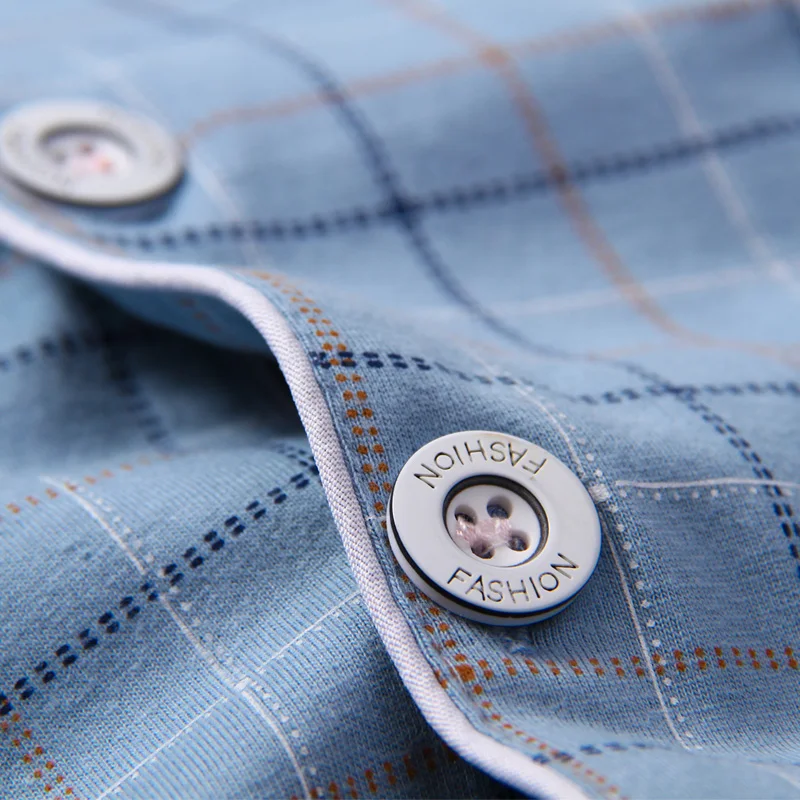Plaid 100% Cotton Sleepwear Men Warm Long Sleeves Button-Down Pajamas Set 2Pieces Mens Soft Pure Cotton Nightwear PJs Blue Plaid 100% Cotton Sleepwear Men Warm Long Sleeves Button-Down Pajamas Set 2Pieces Mens Soft Pure Cotton Nightwear PJs Blue